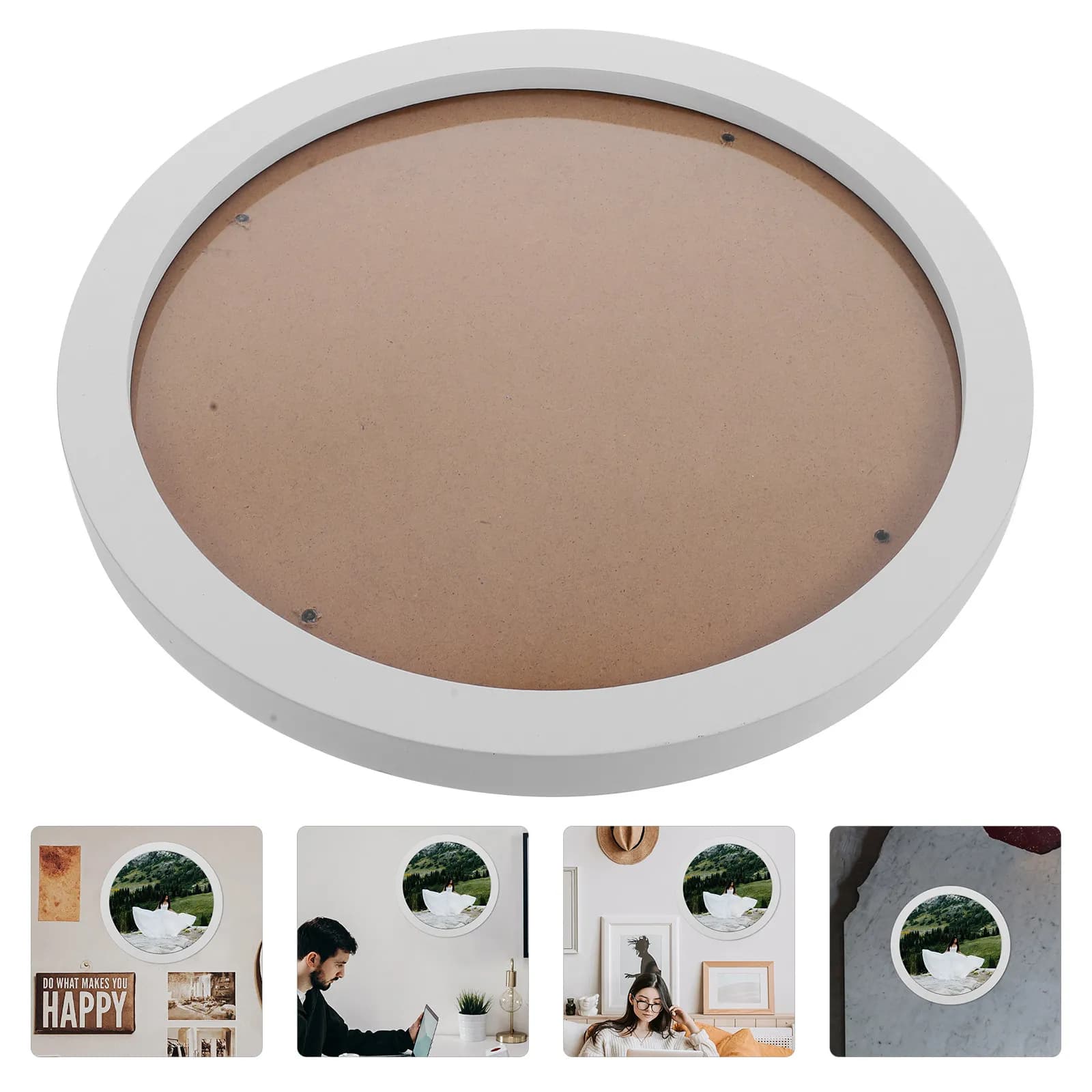 1Pcs Round Wooden Picture Frame Creative Wall Hanging Decor Elegant Stylish Home Decoration for Photos Memories Gift Idea