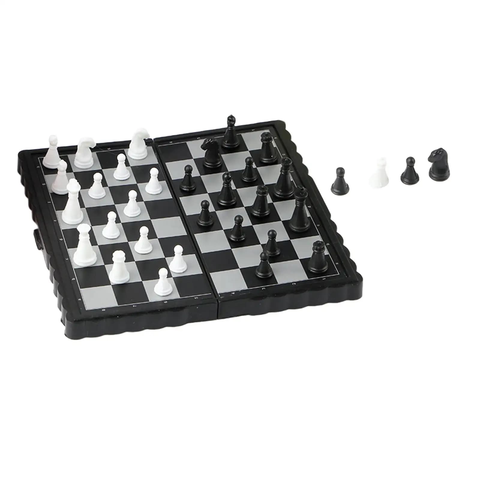 ABS Plastic Mini Travel Chess Board Folding Desktop Strategy Game for Home School Picnic and Travel