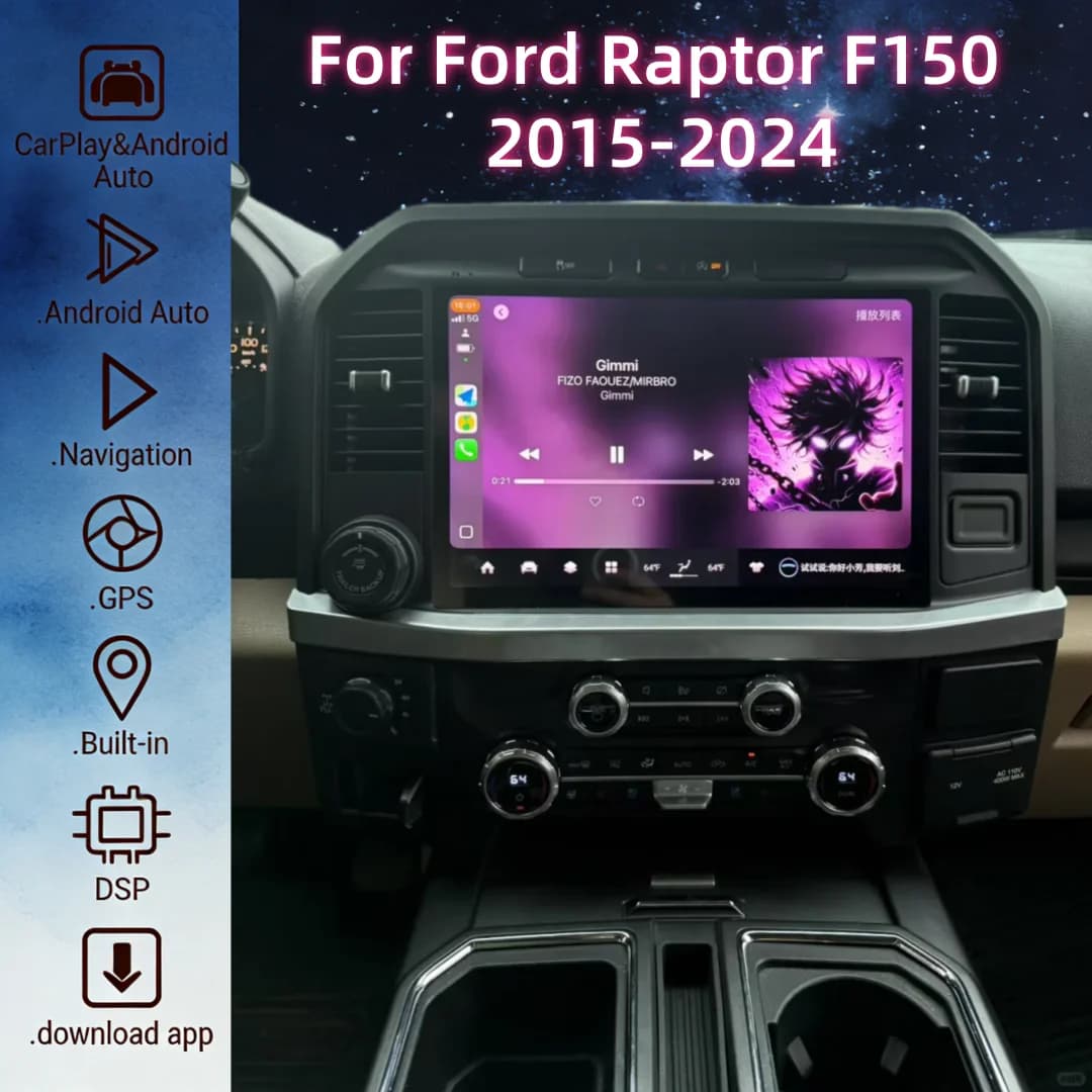 13.3" Screen For Ford Raptor F150 F250 F350 F450 F650 2015-2024 Recorder Stereo GPS Navigation Media Auto Video Player Carplay