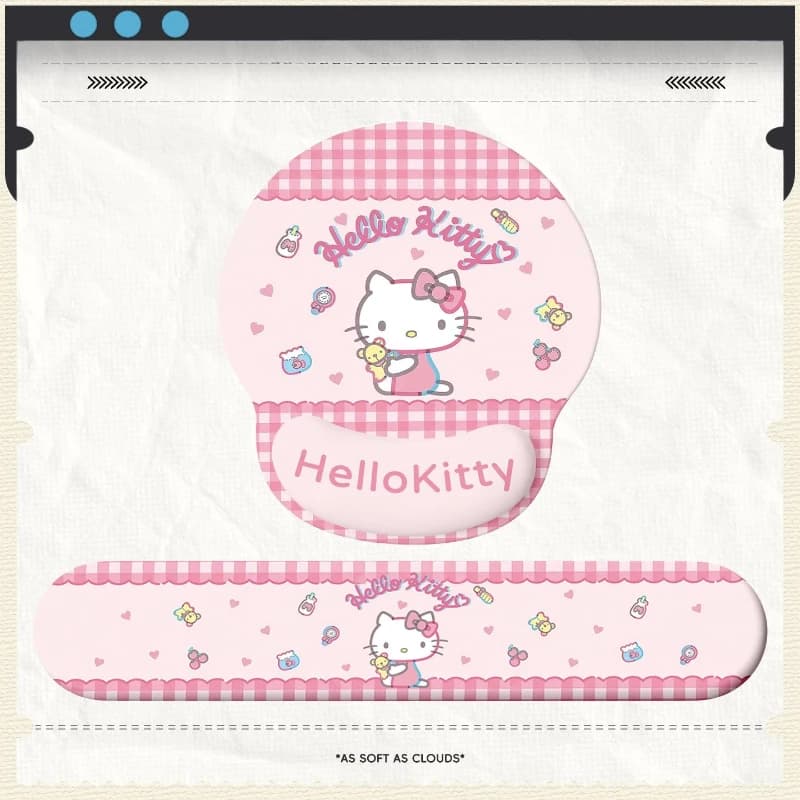 Tappetino per mouse Hello Kitty con poggiapolsi, base in gomma antiscivolo, supporto ergonomico per tastiera in morbido silicone per PC, laptop e scrivania
