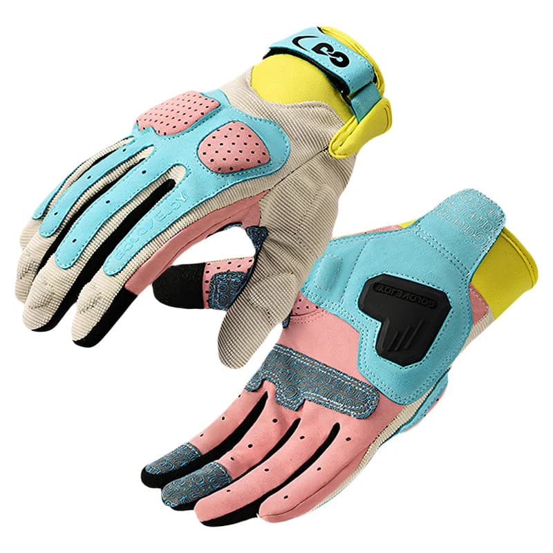 Breathable Summer Motorcycle Gloves Touch Screen Man Woman Bike Gloves MTB riding bike gloves for motorcycle color macaron