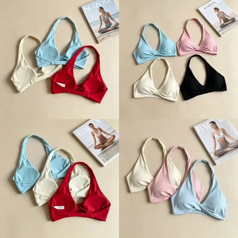 Halter Backless Sports Bra European Style Breathable Comfort Push Up Padded Yoga Fitness Workout Underwear