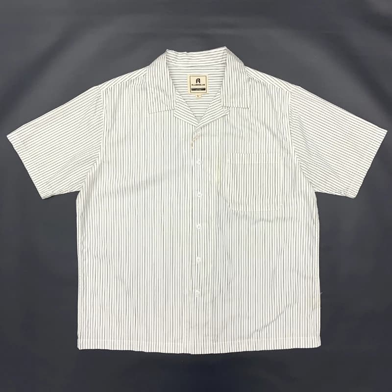 2025 Estate Nuovo Giapponese Retro Manica Corta Colletto Cubano Camicia A Righe High Street da Uomo 100% Cotone Lavato Casual Camicette Allentate