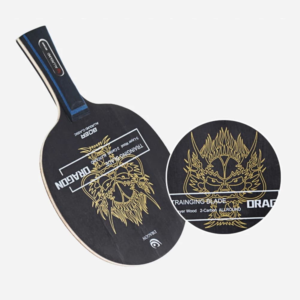 Wooden base for ping pong racket with long handle, designed for an agile game and a predictable ball reaction