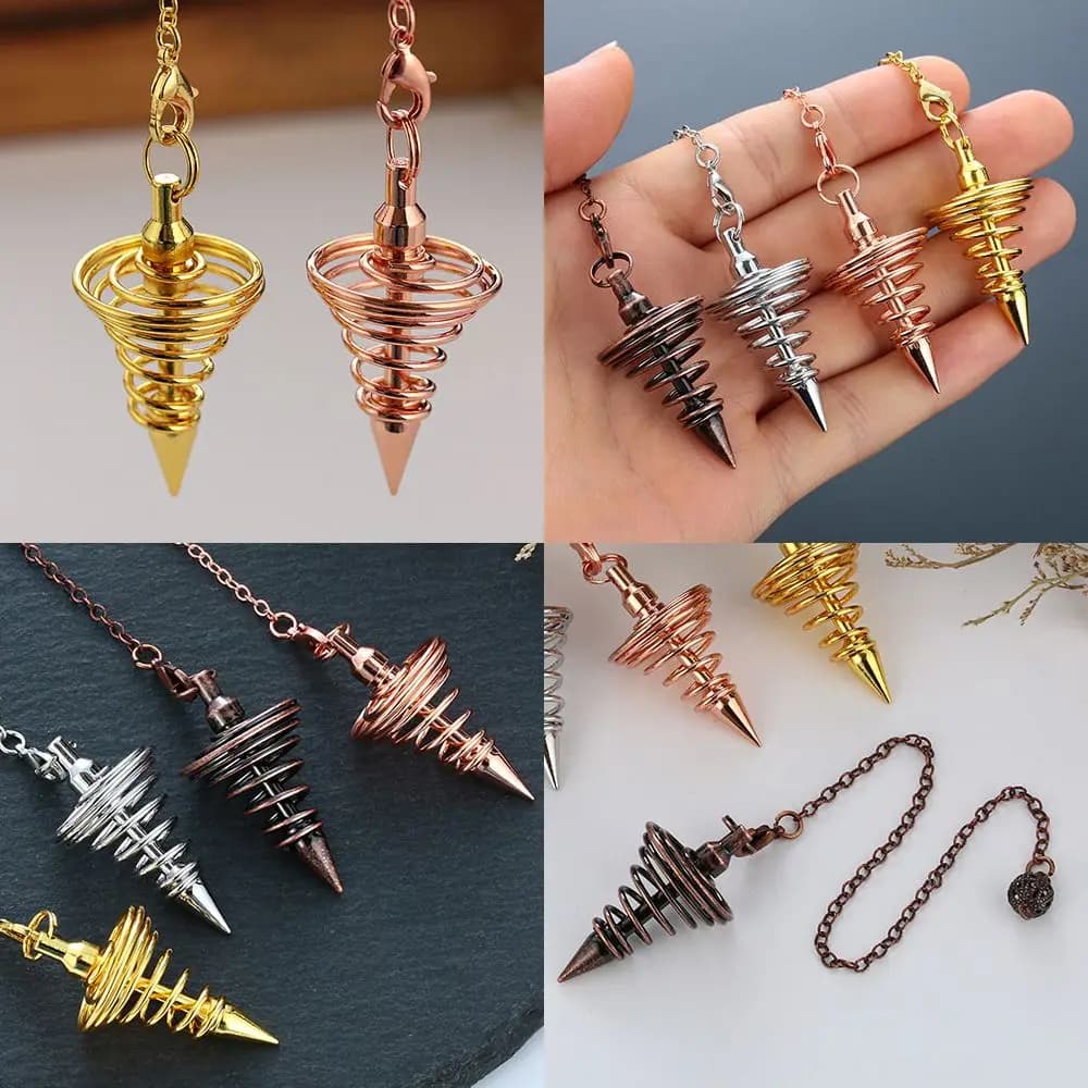Catena regalo Modello cono a spirale Oro Argento Rame antico Oro rosa Amuleto Reiki Pendolo Piramide curativa Pendule Reiki