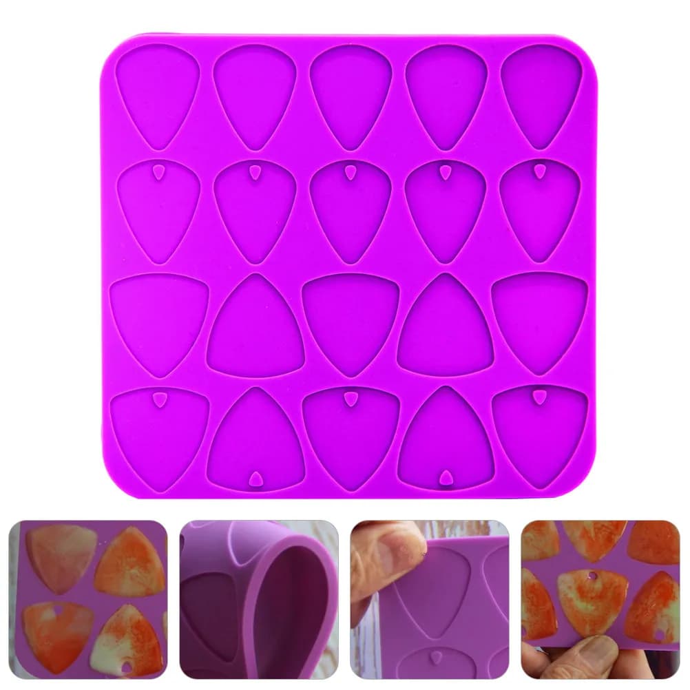 Stampi in Silicone per Plettri da Chitarra, 5 Opzioni di Spessore, Stampi Triangolari per Resina Epossidica, Antiaderenti, Facili da Sformare, per Fai da Te