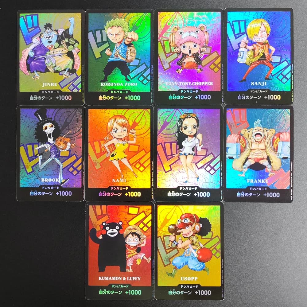 One Piece TCG DIY Don Card Set 2026 10pcs Luffy Chopper Zoro Nami Sanji Usopp Franky Brook Jinbe Kumamon Mint Collectible Cards