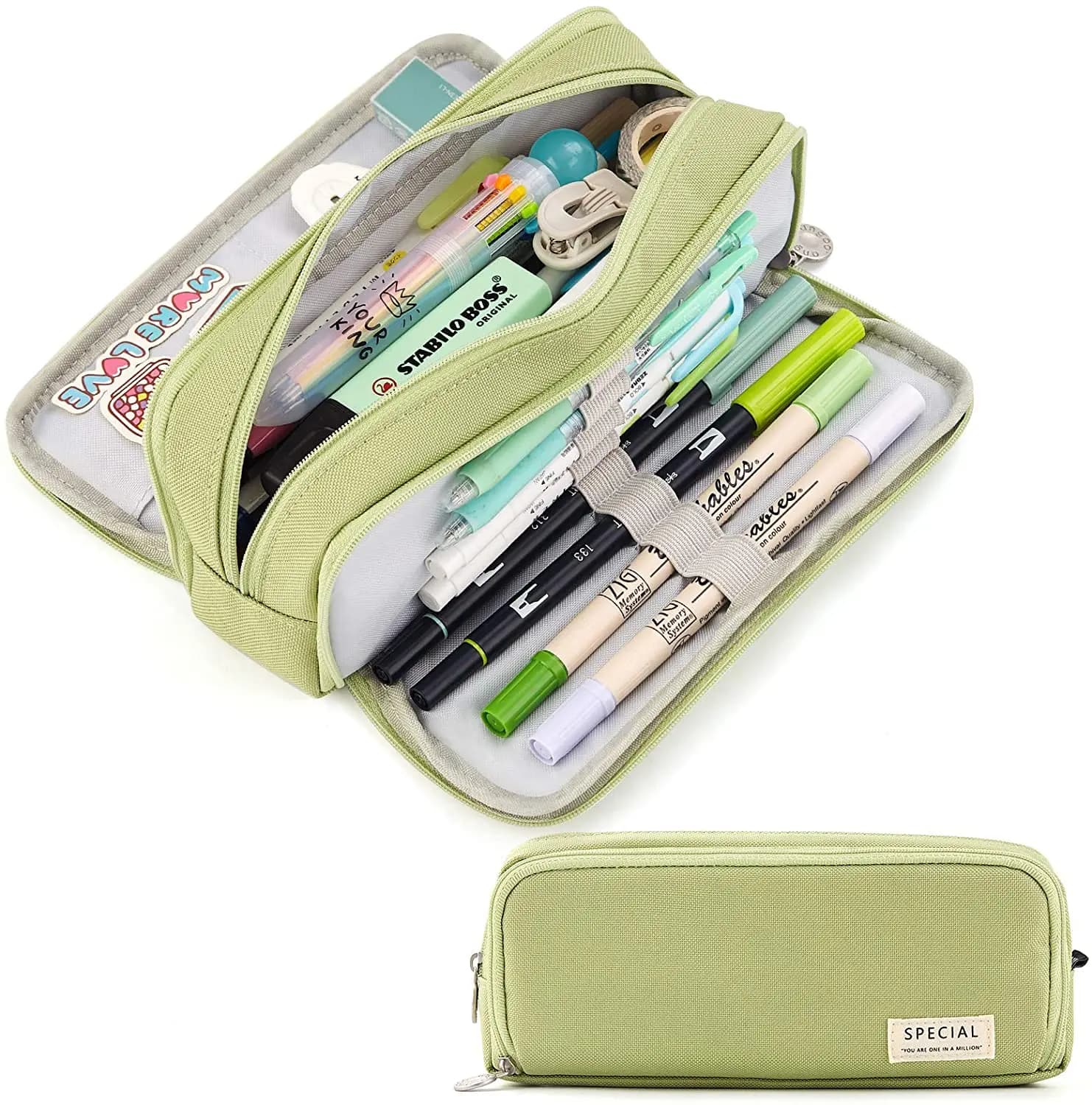 Astuccio per matite Kawaii di grande capacità Astuccio per penne con 3 scomparti Astuccio per penne con apertura a doppio lato Materiale scolastico per studenti