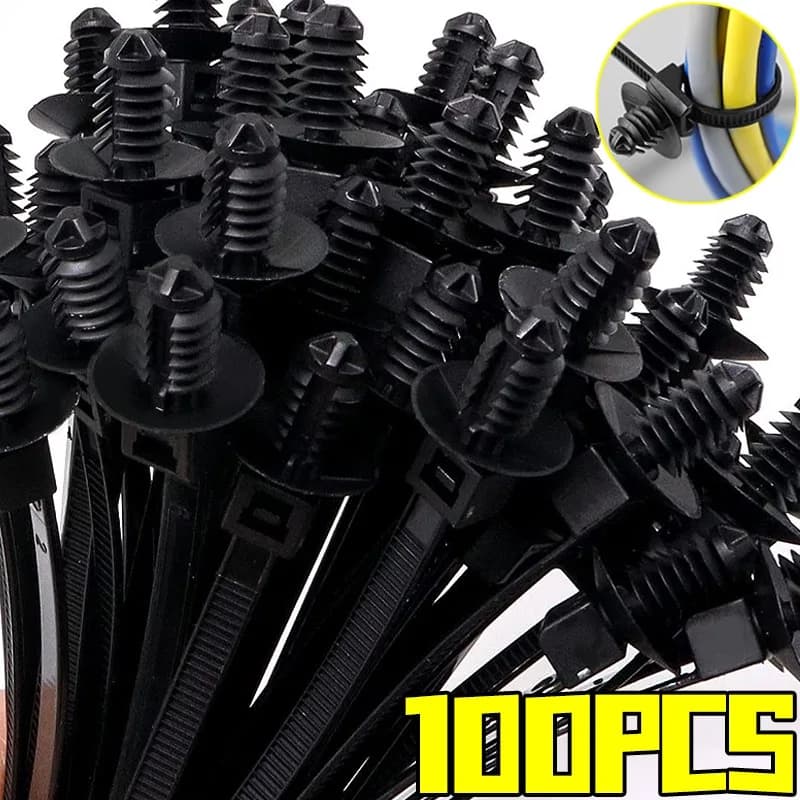 1-100 pz Push Mount Zip Fascette Nylon Car Mount Wire Tie Gestione dei cavi Sicuro Cavo Fibbia Universale autobloccante Clip Forniture