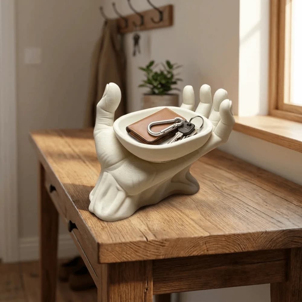 Key Storage Tray Open Palm Palm Jewelry Storage Tray 3D Printed Plastic Hand Sculpture Multi-purpose Hand Shape Tray Entryway