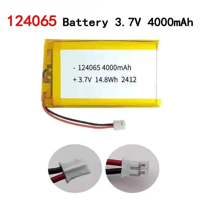 124065 Batteria ai polimeri di litio da 3,7 V 4000 mAh per Smart Lock Tablet Fotocamera Registratore di guida Radio Walkie-talkie PH 2.0mm Spina a 2 pin