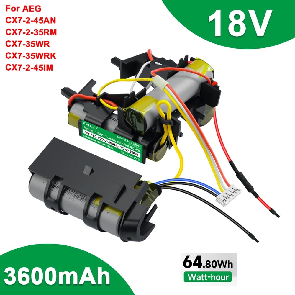 PALO Batteria di ricambio per aspirapolvere originale 18V 3600mAh per AEG CX7-2-45AN CX7-2-35RM CX7-35WR AG18 Plus AG3012 AG3013