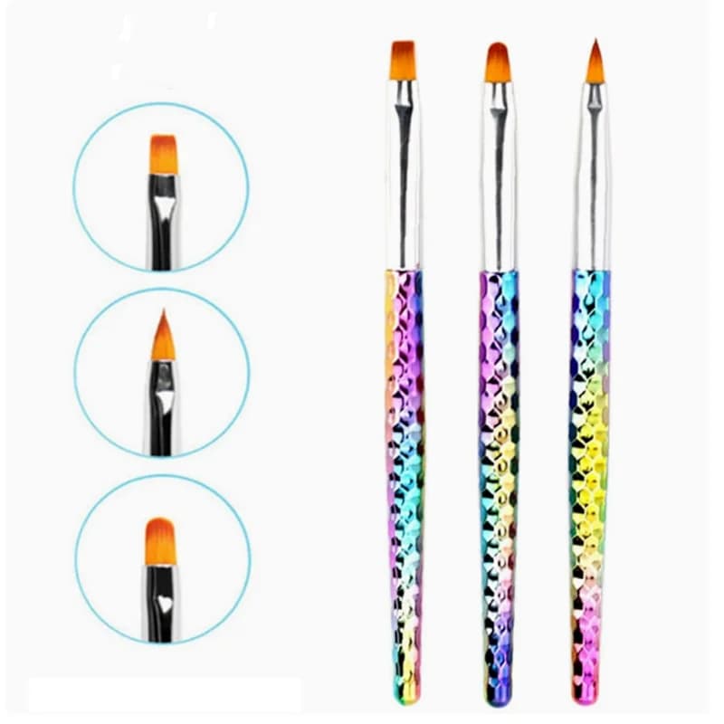 Set da 3 Pezzi: Penna per Terapia della Luce per Unghie con Punta Tonda e Piatta, Penna per Gel Effetto Cristallo Intagliato, Strumento Pennello per Unghie