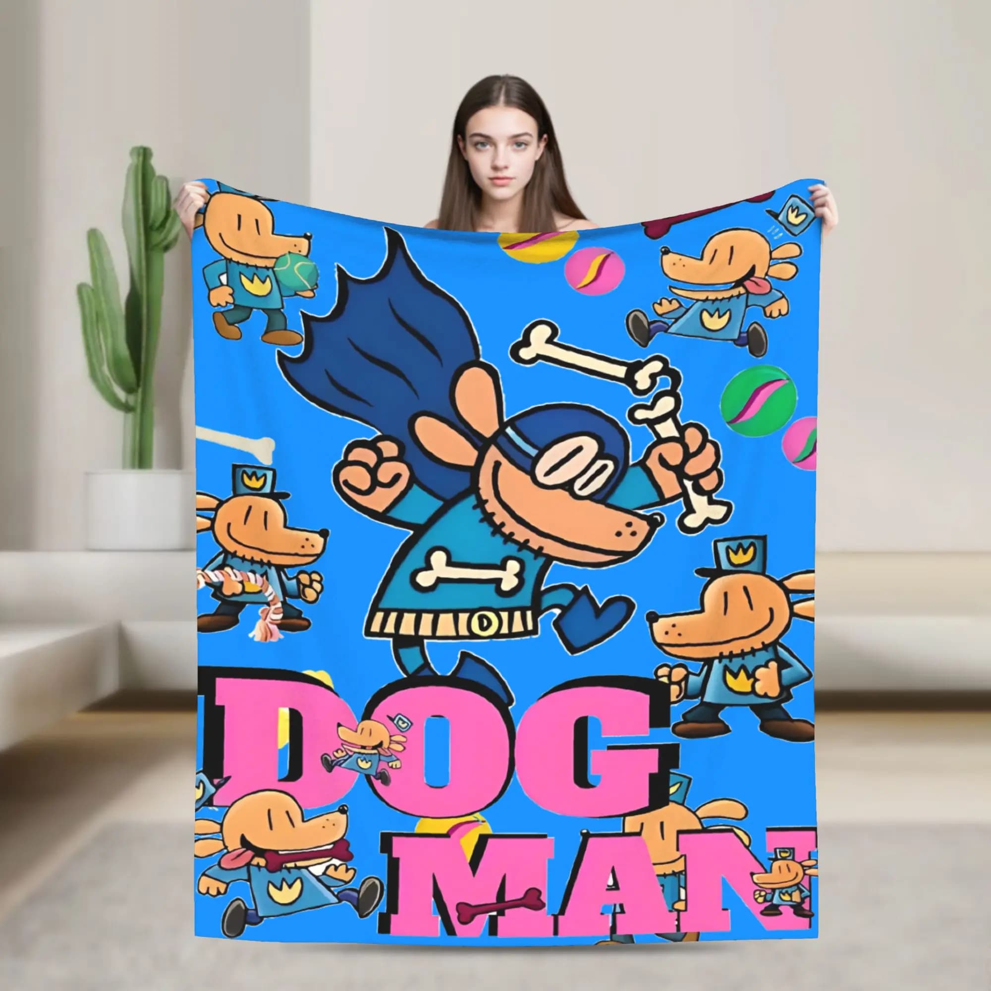 Dog Man Dogman Movie Coperta comica Animali dei cartoni animati Flanella Fantastica coperta calda per la copertura della sedia Divano Decorazione tessile