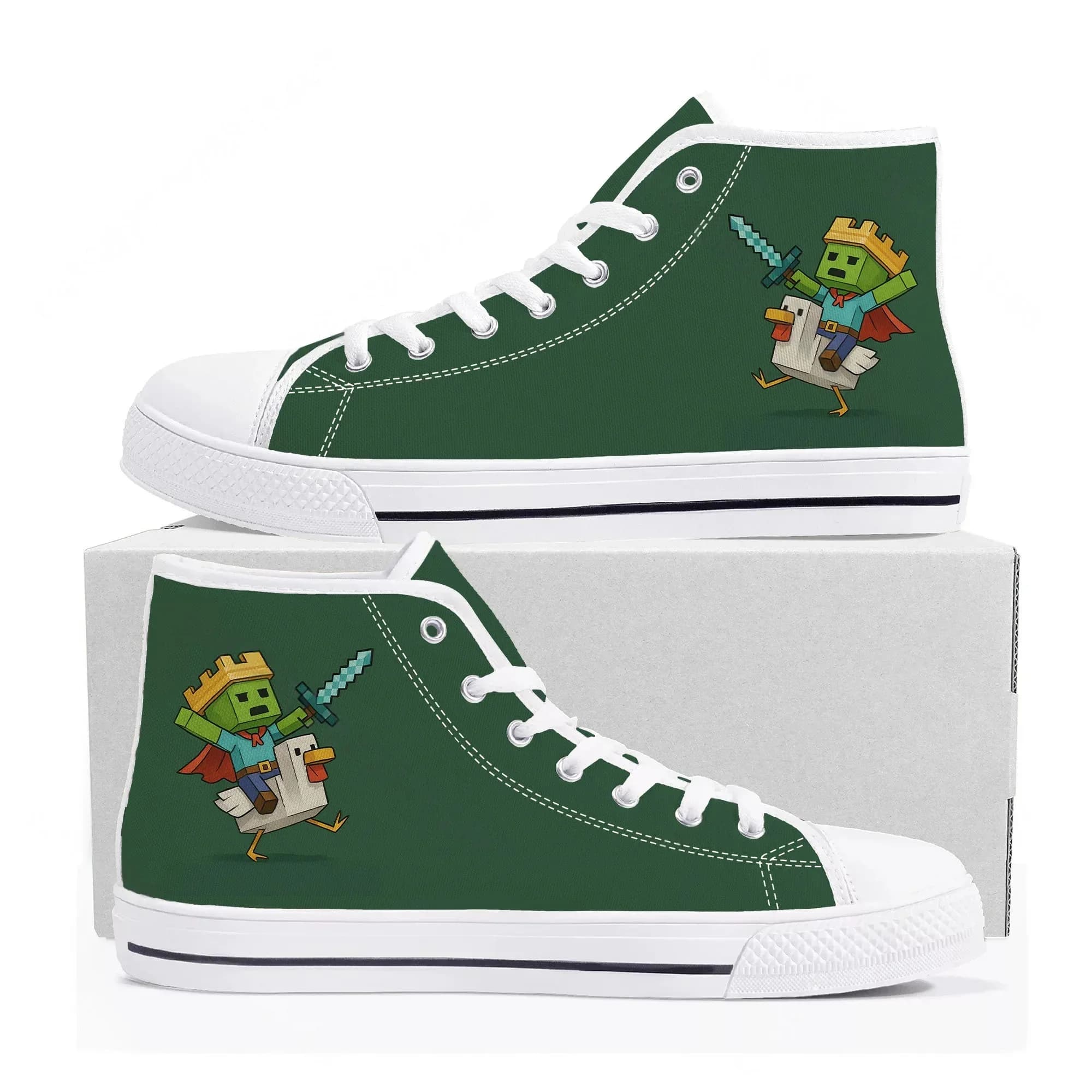 Chicken Jockey Zombie Pixel shoes High Top Sneakers Mens Womens Teenager High Quality Canvas Sneaker couple Shoe Customize Shoes