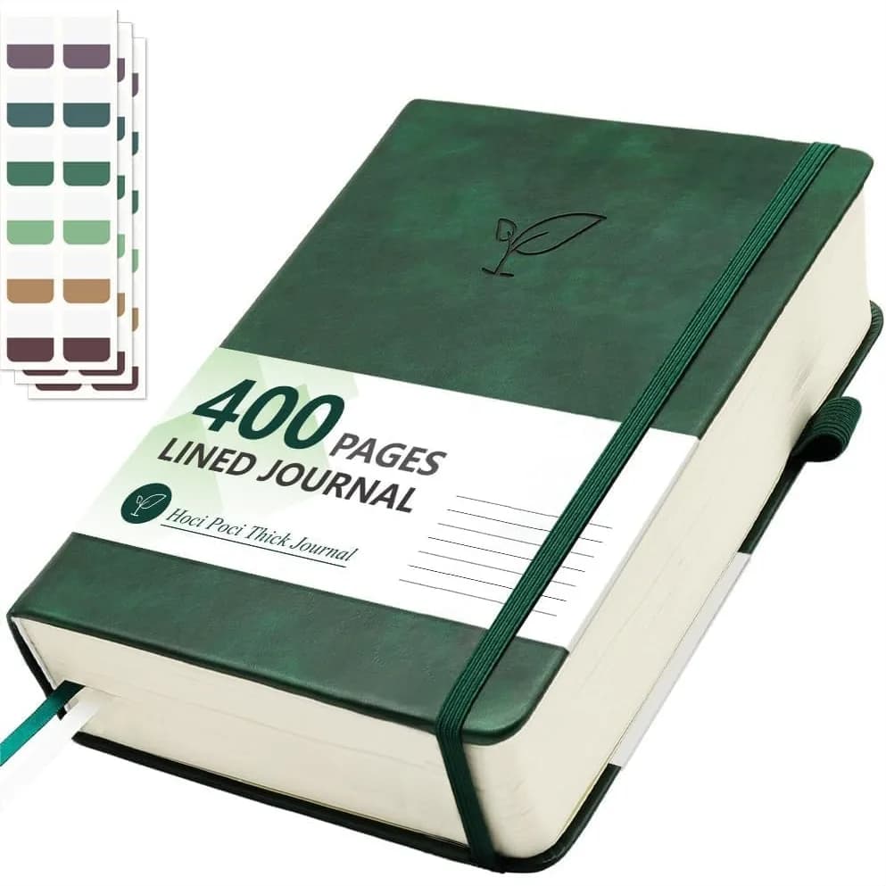 Lined Journal Notebook, 400 Pages Thick A5 Hardcover Leather Journal with 100Gsm College Ruled Paper for Writing, Work Note
