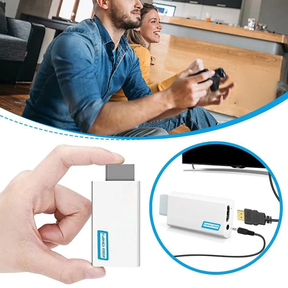 Convertitore WII a HDMI Wii 2 HDTV Full HD 1080P WII a HDMI Audio da 3,5 mm per PC Convertitore display monitor HDTV Adattatore Wii a HDMI