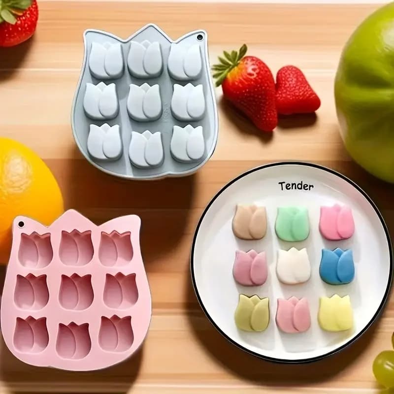 Stampo in Silicone a Forma di Tulipano per Sapone, Candele, Resina, Gesso, Cioccolato, Gelatina, Torte, Cubetti di Ghiaccio, Decorazioni da Scrivania, Alta Qualità