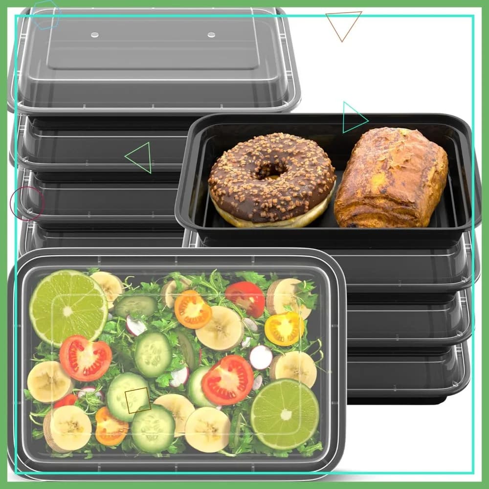 Contenitori per la preparazione dei pasti da 28oz [Confezione da 50], Bento Box con coperchi a tenuta stagna, adatti per microonde e congelatore, senza BPA