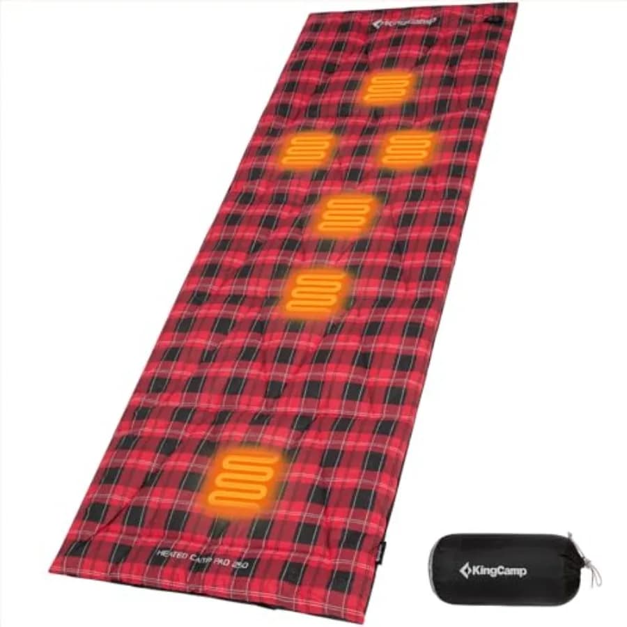 Sacco a Pelo Riscaldato con 6 Zone di Riscaldamento, Riscaldamento in 3 Secondi, Sacco a Pelo XL Portatile per Campeggio e Escursionismo in Clima Freddo, Multi USB