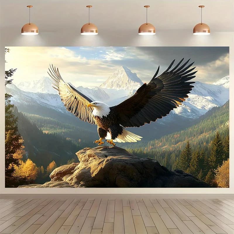 Epic Eagle Tapestry Wall Hanging Majestic Bird of Prey Mountain Nature Wildlife Art Realistic Decor for Home Living Room Gallery