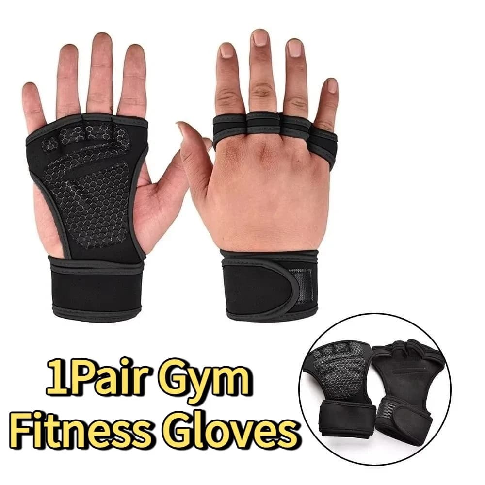 Anti-Slip Gym Fitness Gloves Wrist Protect Adjustable Half Finger Gloves Breathable Wear-Resistant Weightlifting Gloves