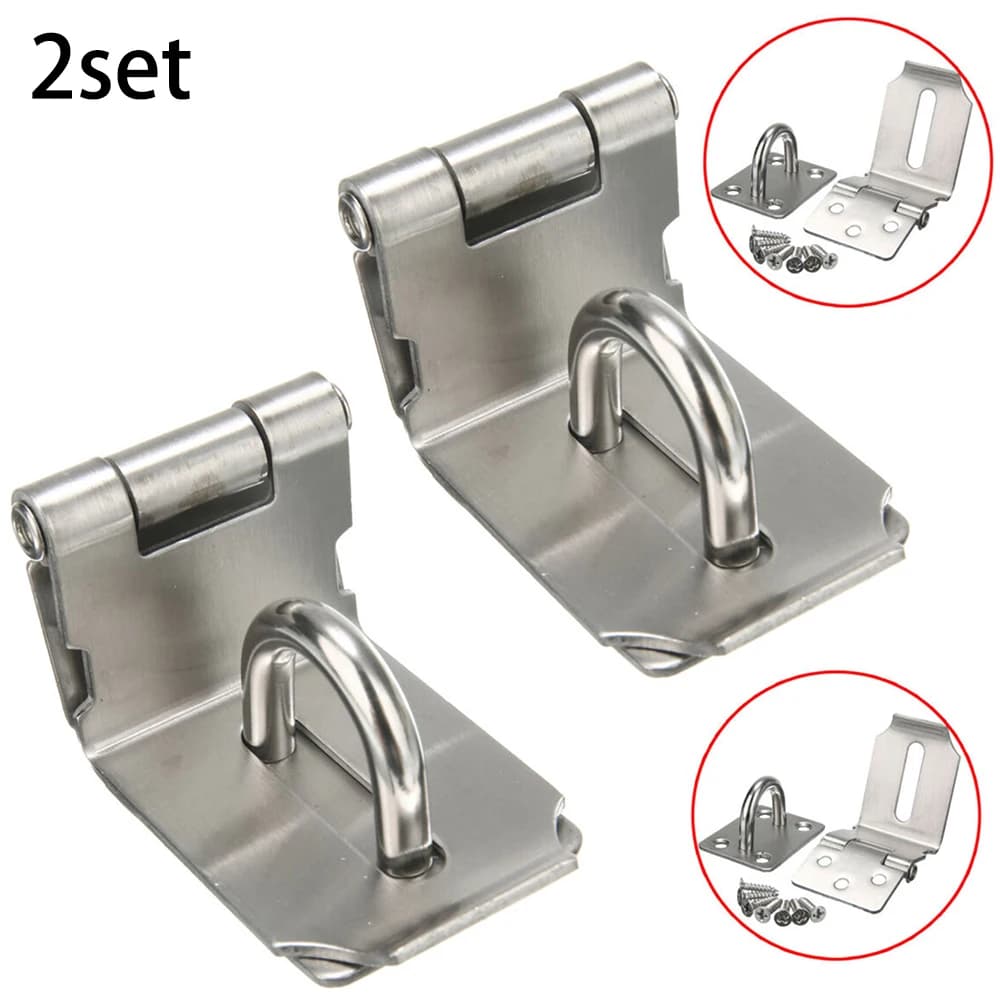 Serratura a chiusura per porta a 90 gradi lucchetto in acciaio inossidabile Hasp Staple Gate Door Shed Latch Lock Hardware antifurto di sicurezza