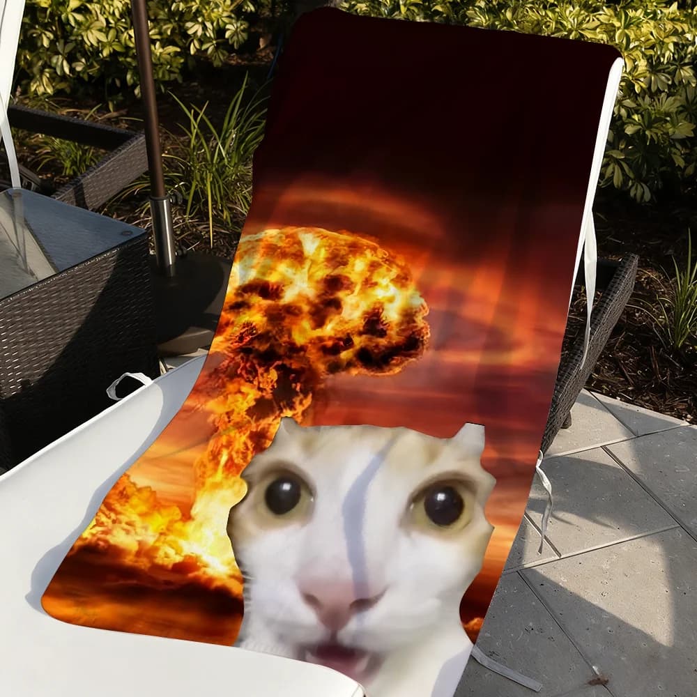 Divertente Asciugamano con Gatto Meme, Morbido e Carino, Regalo per Viaggi, Palestra, Doccia, Campeggio, Asciugatura Rapida, Grande Asciugamano da Spiaggia per Sport