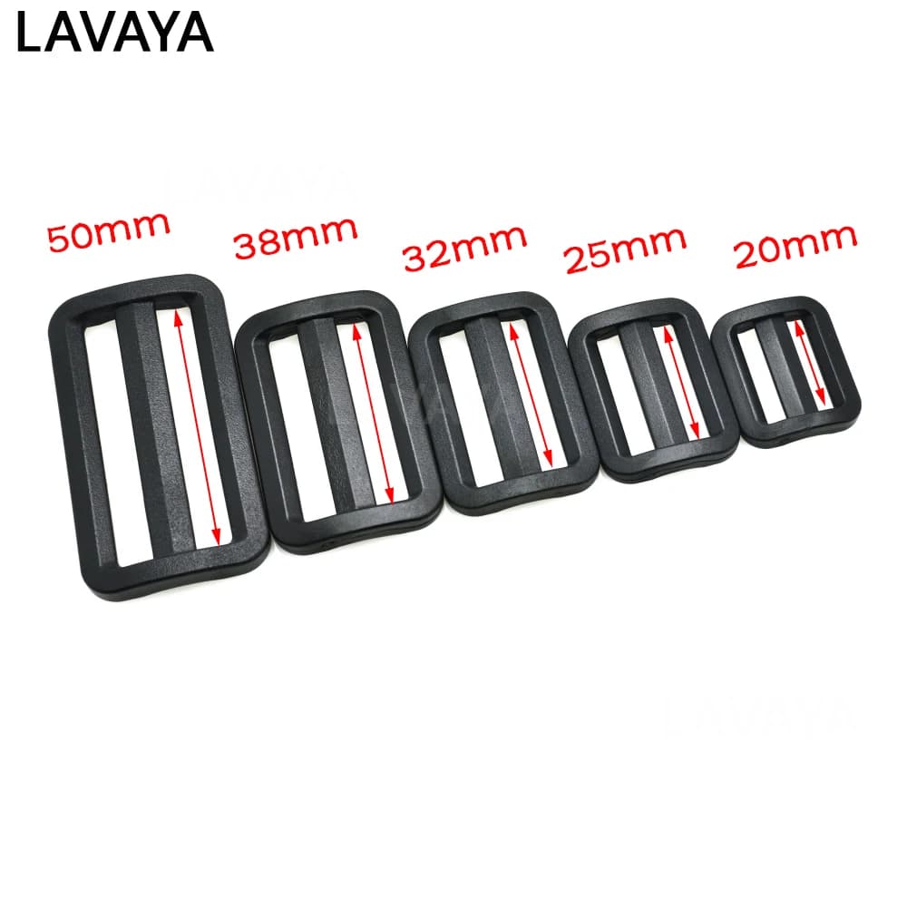 5pcs Plastic Buckle Black Curve Tri-Glide Slider 20mm 25mm 32mm 38mm 50mm Adjustable Buckle for Belt Suitcase Bags DIY