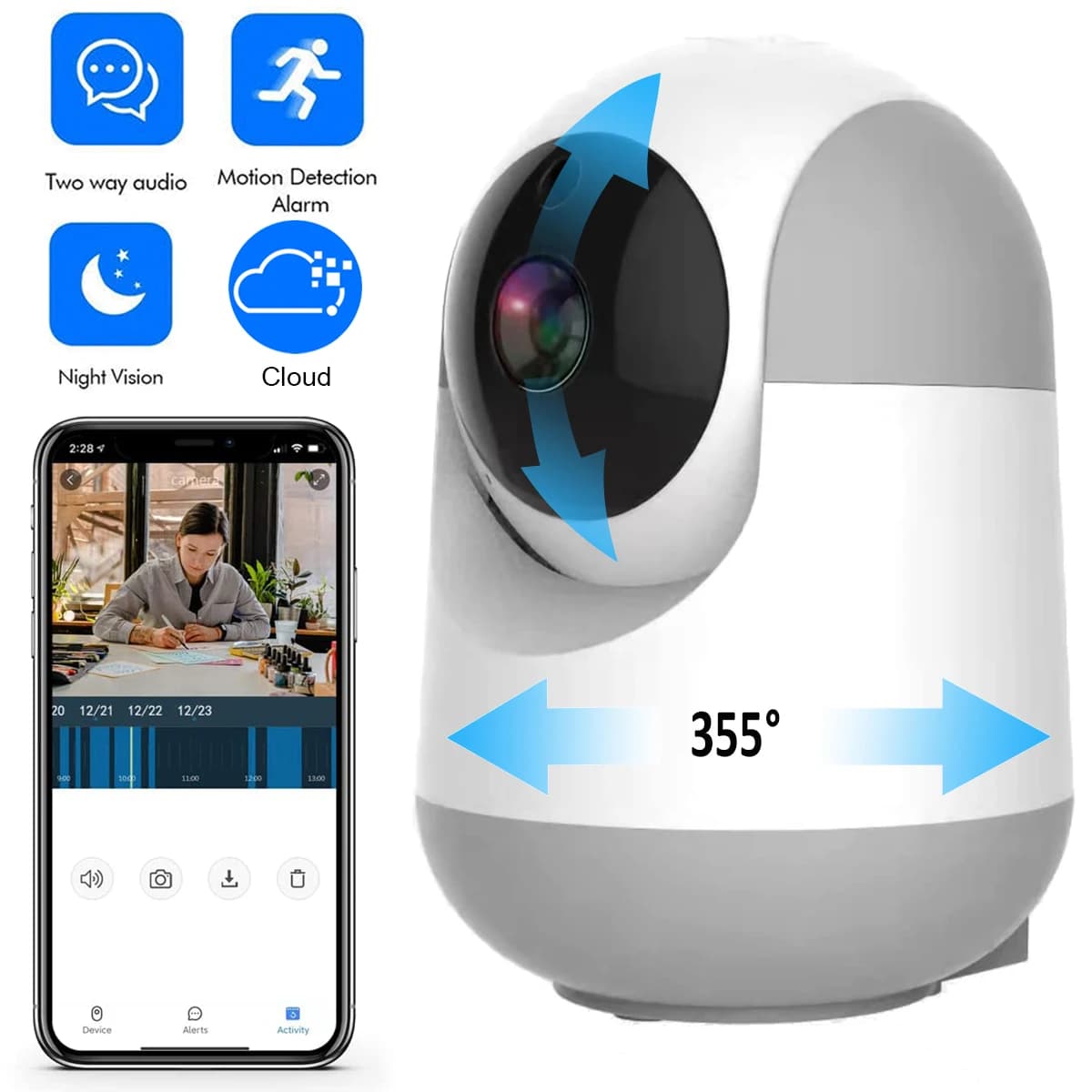 XVIM 3MP Baby Monitor 2K WiFi Telecamera di sicurezza Smart Home Wireless Telecamera di sorveglianza IP Motion AI Audio di tracciamento automatico