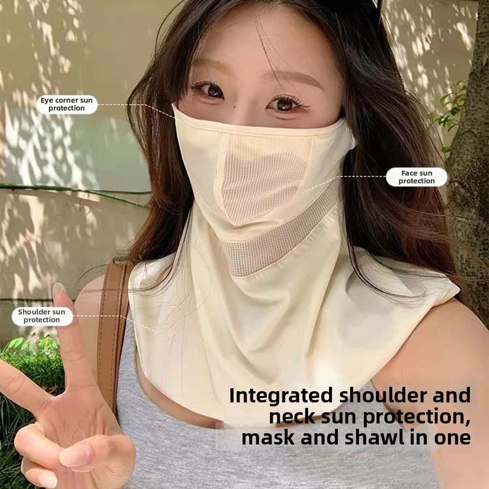 Maschera Estiva Protettiva per il Collo, Traspirante in Seta Ghiacciata, Protezione Solare per Viso, per Uomo e Donna, Maschera Parasole per Esterni
