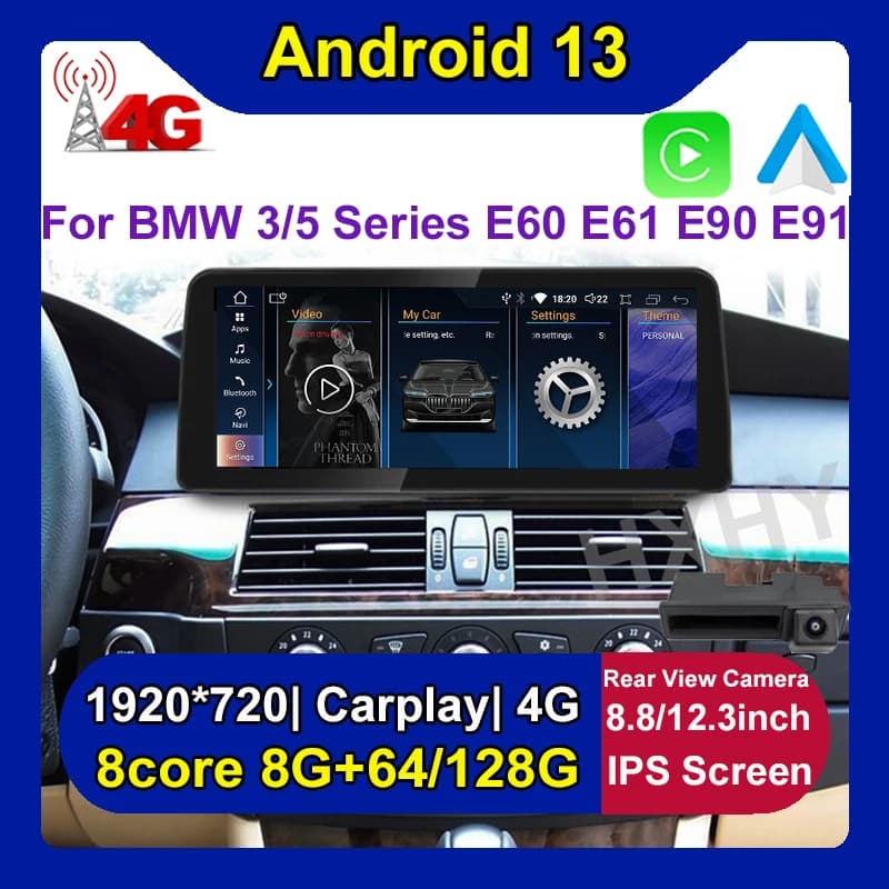 Nuovo 8.8/12.3 pollici Android 13 Lettore DVD per auto Sistema multimediale per BMW E60 E90 CCC CIC Radio GPS Navi Audio Carplay