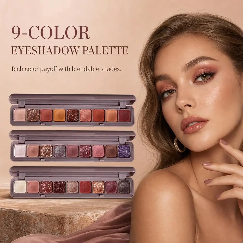 9 Color Shimmer Matte Eye Shadow Palette Glitter Pigment Eye Shadow Lasting Waterproof Make Up Palettes Cosmetics Nude Rose Pink