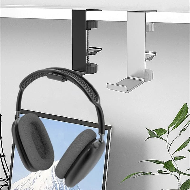 Sotto il supporto per cuffie da scrivania espositore per cuffie in lega di alluminio universale per scaffale portaoggetti da tavolo per sala Computer