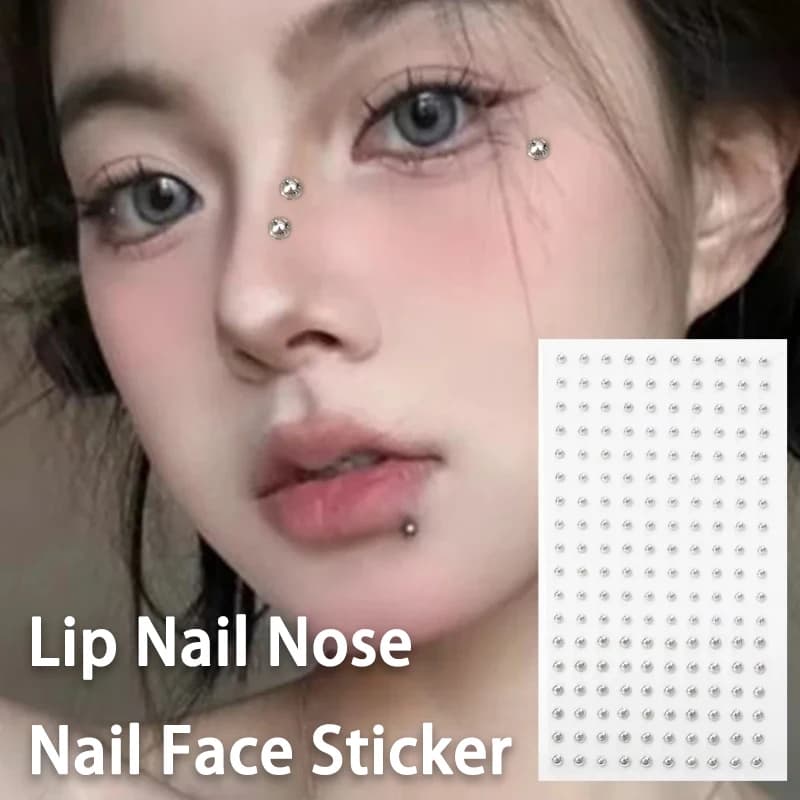 Silvery Fake Lip Eyebrow Ear Stickers Non Piercied Earring Studs Teens Hip hop Fake Nose Nails Ring Body Belly Button Jewelry