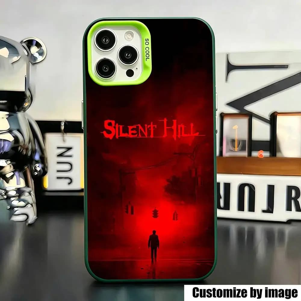 Games Pyramid Head Silent Hil Phone Case For iPhone 17,16,15,14,13,12,11 Plus,Pro Max,XS,Colored Silver Plated Inside