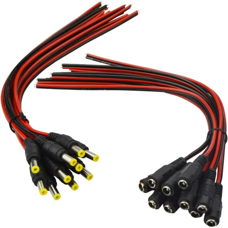 10 pz 20 pz 5.5x2.1mm Maschio Femmina Spina 12 V 5A DC Treccia Cavo Jack per CCTV Connettore Della Macchina Fotografica di Estensione Della Coda 24 V DC filo