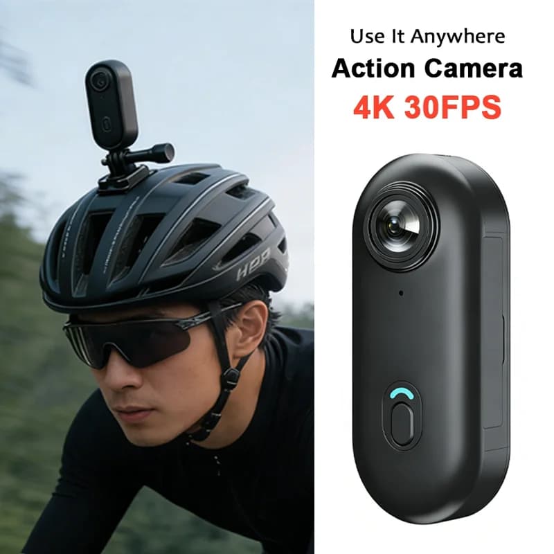 Videocamera Sportiva 4K FHD 1080P per Esterni, Mini Action Cam da Casco per Moto e Bici, Dispositivo di Registrazione Video