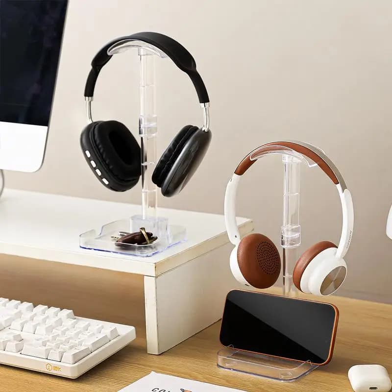 Supporto per cuffie universale da 1 pezzo con base trasparente portaoggetti per cuffie accessori per supporto per gancio staccabile multifunzione