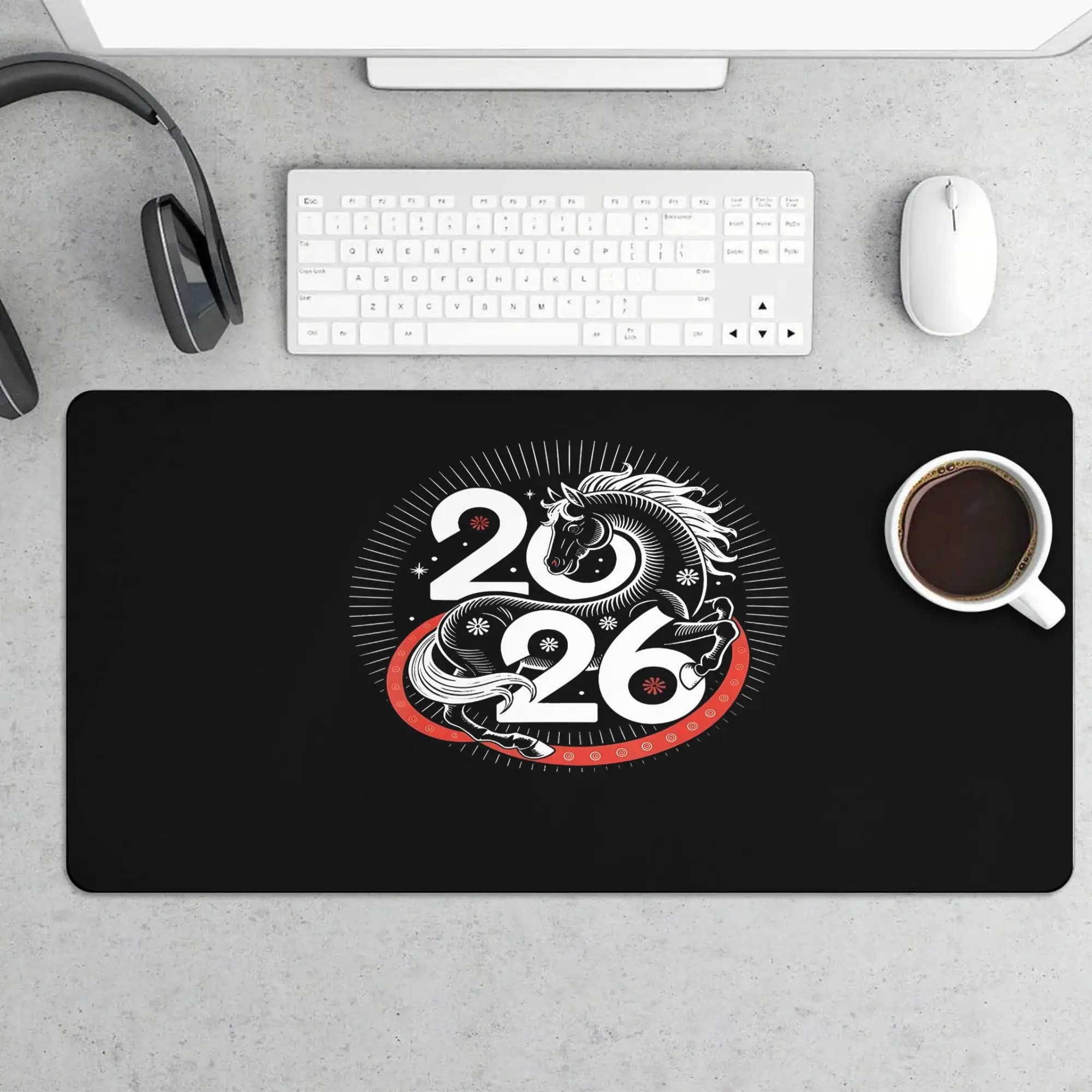 2026 Horse Year Mouse Pad Non-Slip Thickened Desk Mat for Office Gaming PC New Year Gift