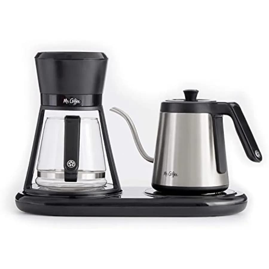 Pour Over Coffee Maker for Home Use Stainless Steel Black 6-Cup Capacity with All-in-One Design