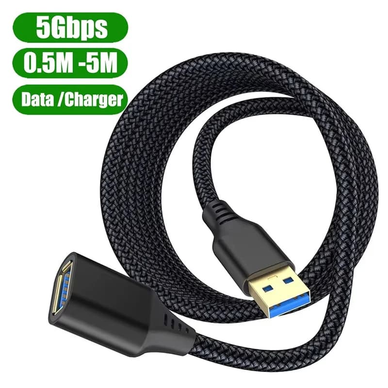 USB 3.0 Nylon Braided Extension Cable USB Male to Female High Speed Transmission Data Cord For PC Laptop Smart TV Camera Printer
