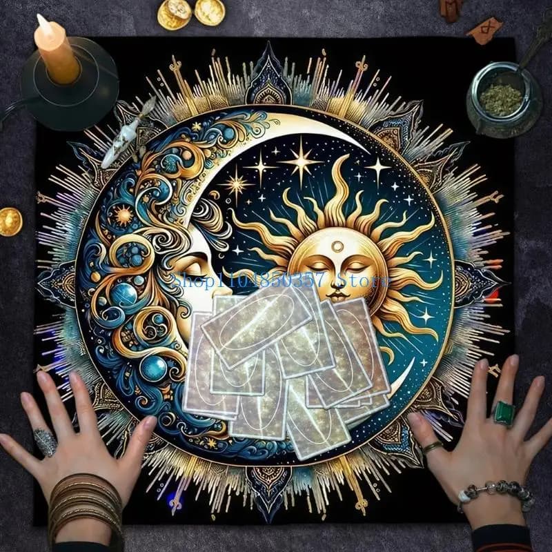 5asd Sole Luna Tarocchi Tovaglia Astrologia Stregoneria Decorazione in stoffa per ponte