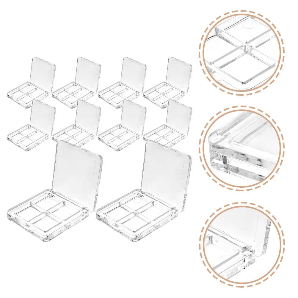 Set di 10 Contenitori Vuoti per Ombretto a 4 Scomparti, per DIY Ombretto, Blush, Fondotinta, Polvere, Rossetto, Organizer da Viaggio Portatile