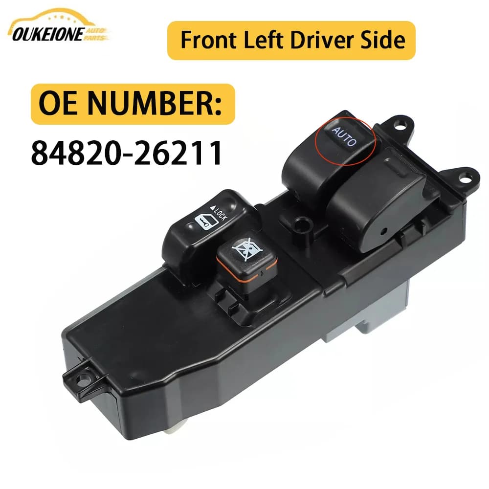 Interruttore di comando alzacristallo elettrico LHD per Toyota Hiace 2006-2013 KDH20 TRH20 84820-26211 Pulsante sollevatore vetro lato conducente sinistro