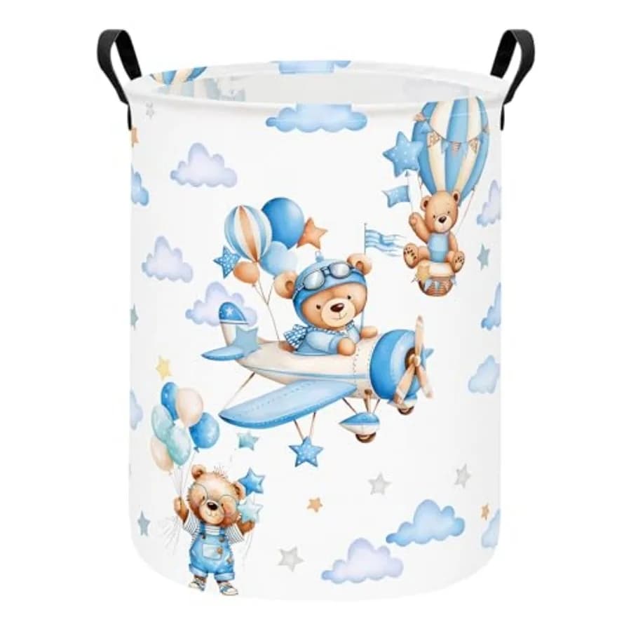 Cesto portabiancheria rotondo impermeabile, cesto portabiancheria per cameretta, contenitore portaoggetti per giocattoli per bambini e bambine, cesto regalo per pannolini o peluche, F