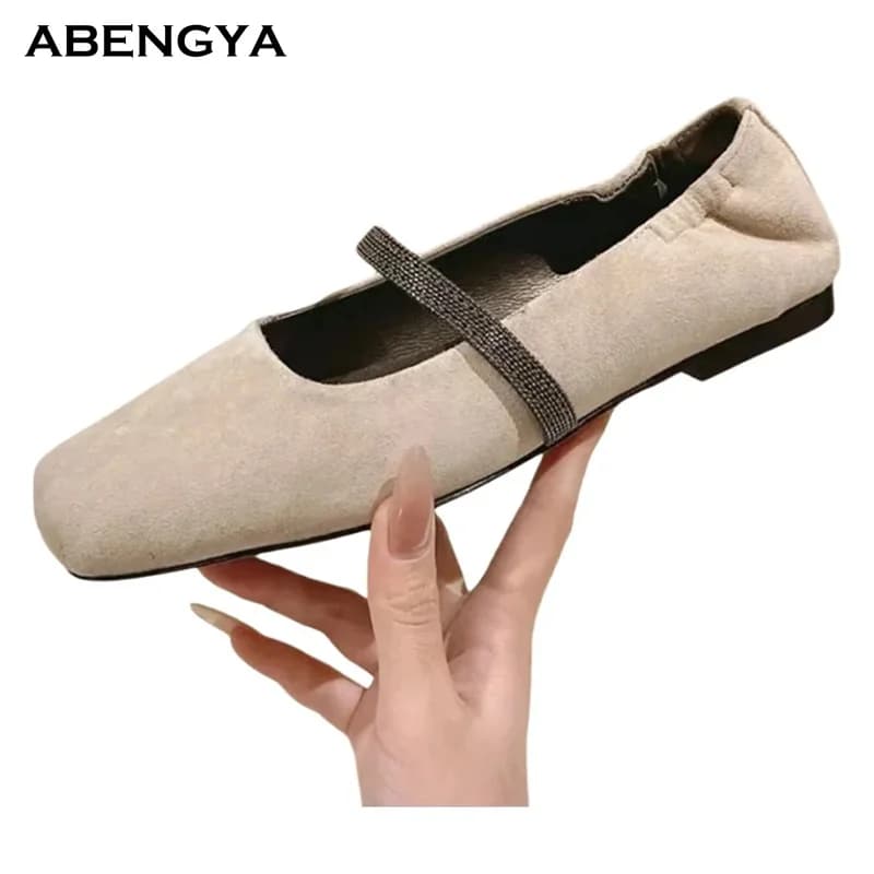 Scarpe Mocassino in Pelle Scamosciata Autunnali da Donna, con Punta Quadrata, Eleganti, Casual, da Festa, da Vacanza, da Passeggio