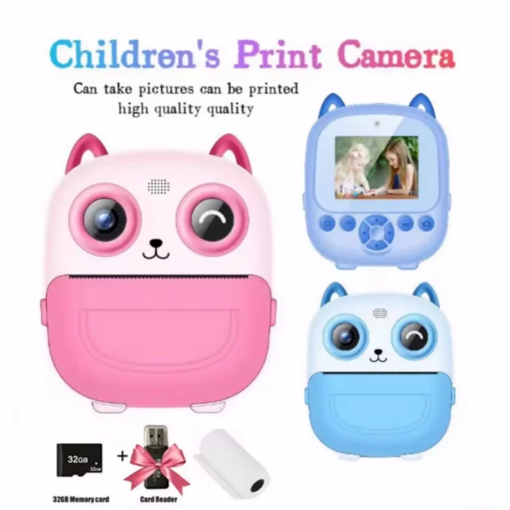 Fotocamera per Bambini Super Carina con Stampa Termica, Videocamera Digitale 1080P per Compleanno Bambini con Regalo Gratuito per Ragazze