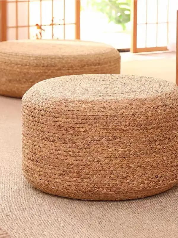 Rural Style Grass Woven Zafu Meditation Pad Tatami Sitting Cushion Home Use Floor Cushion Buddhist Altar Kneeling Pad