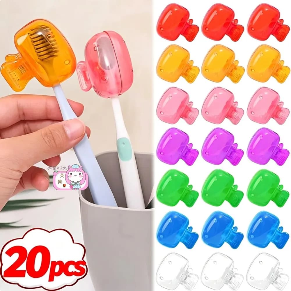 20/1PCS Portable Toothbrush Cover Holder Plastic Toothbrush Head Dustproof Clips Travel Hiking Camping Bathroom Brush Caps Case